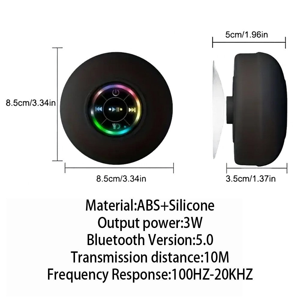 Caixa de Som Bluetooth Sem Fio com Luz LED, IPX4 à Prova d Água com Ventosa. - Shopp Brasil