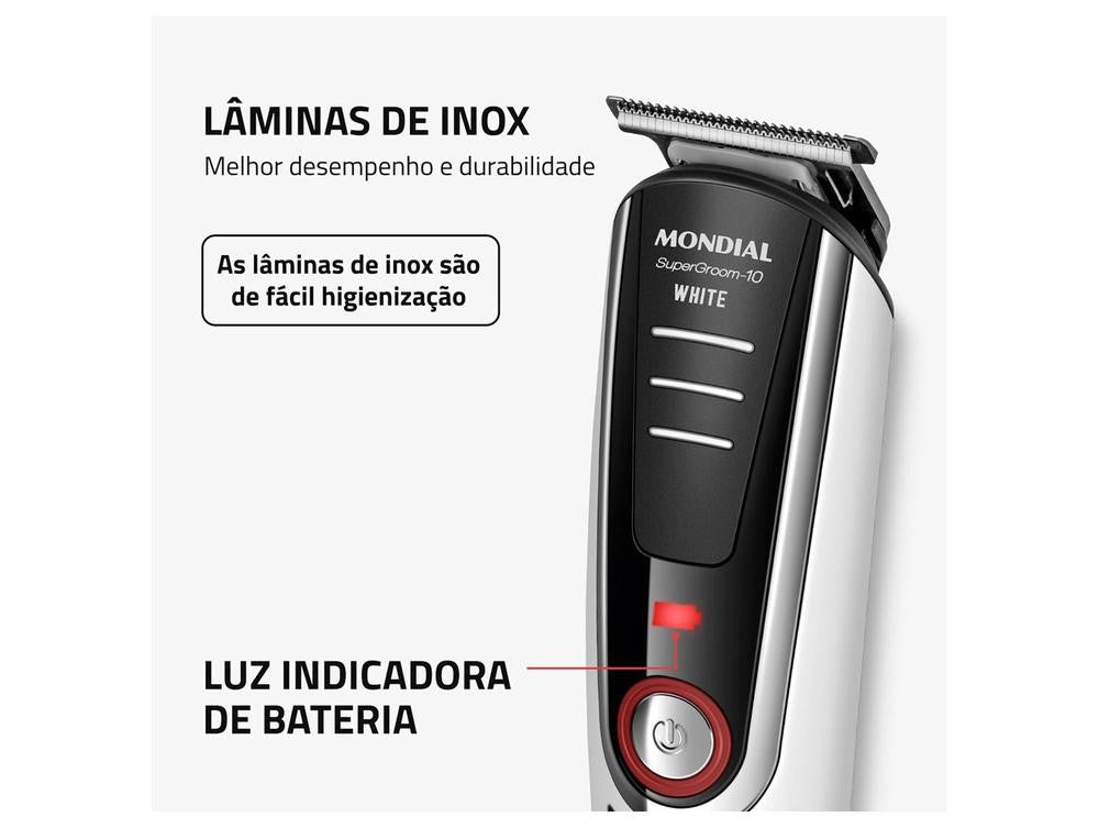 Aparador de Pelos Mondial Super Groom 10 BG - 08 com Acessórios 78605 - 01 - Bivolt - Shopp Brasil