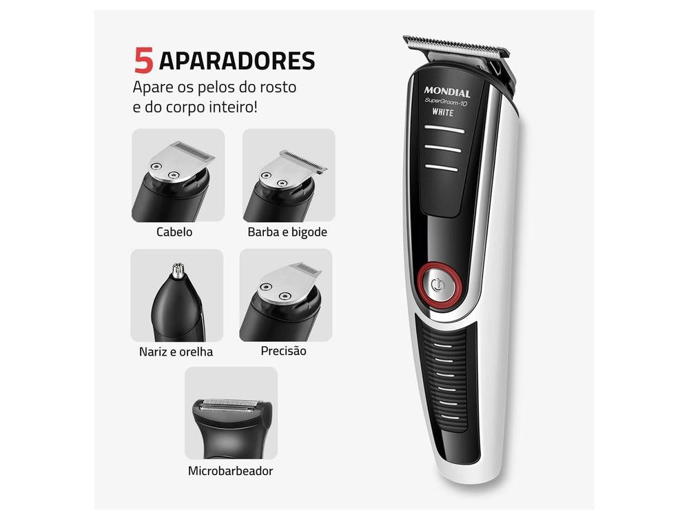 Aparador de Pelos Mondial Super Groom 10 BG - 08 com Acessórios 78605 - 01 - Bivolt - Shopp Brasil