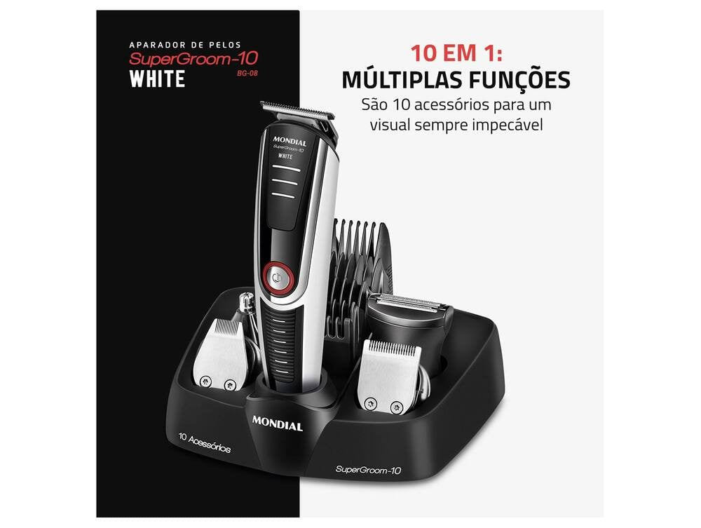Aparador de Pelos Mondial Super Groom 10 BG - 08 com Acessórios 78605 - 01 - Bivolt - Shopp Brasil