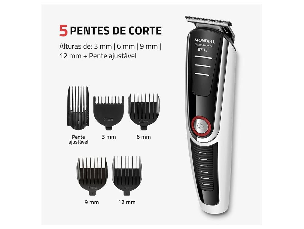 Aparador de Pelos Mondial Super Groom 10 BG - 08 com Acessórios 78605 - 01 - Bivolt - Shopp Brasil
