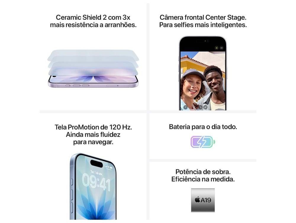 Apple iPhone 17 256GB Preto 6,3" 48MP iOS 5G - Shopp Brasil