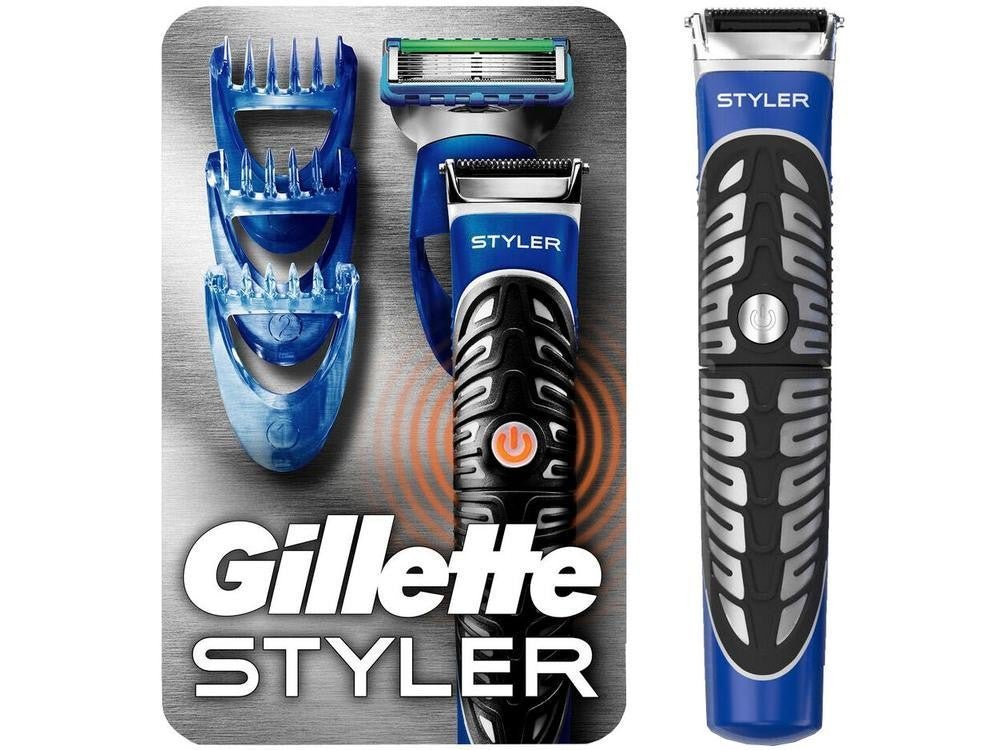 Barbeador Elétrico Gillette Styler Seco e Molhado - Pilha AA - Shopp Brasil