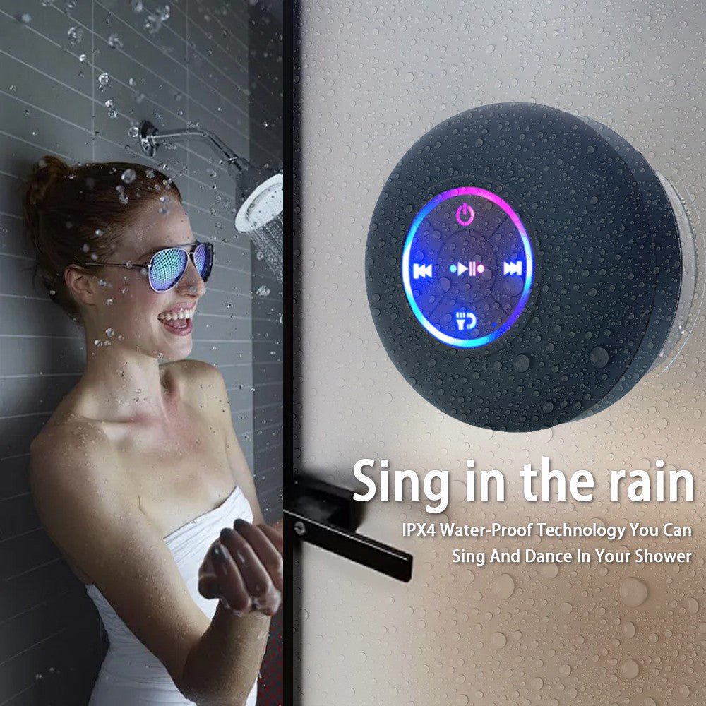 Caixa de Som Bluetooth Sem Fio com Luz LED, IPX4 à Prova d Água com Ventosa. - Shopp Brasil