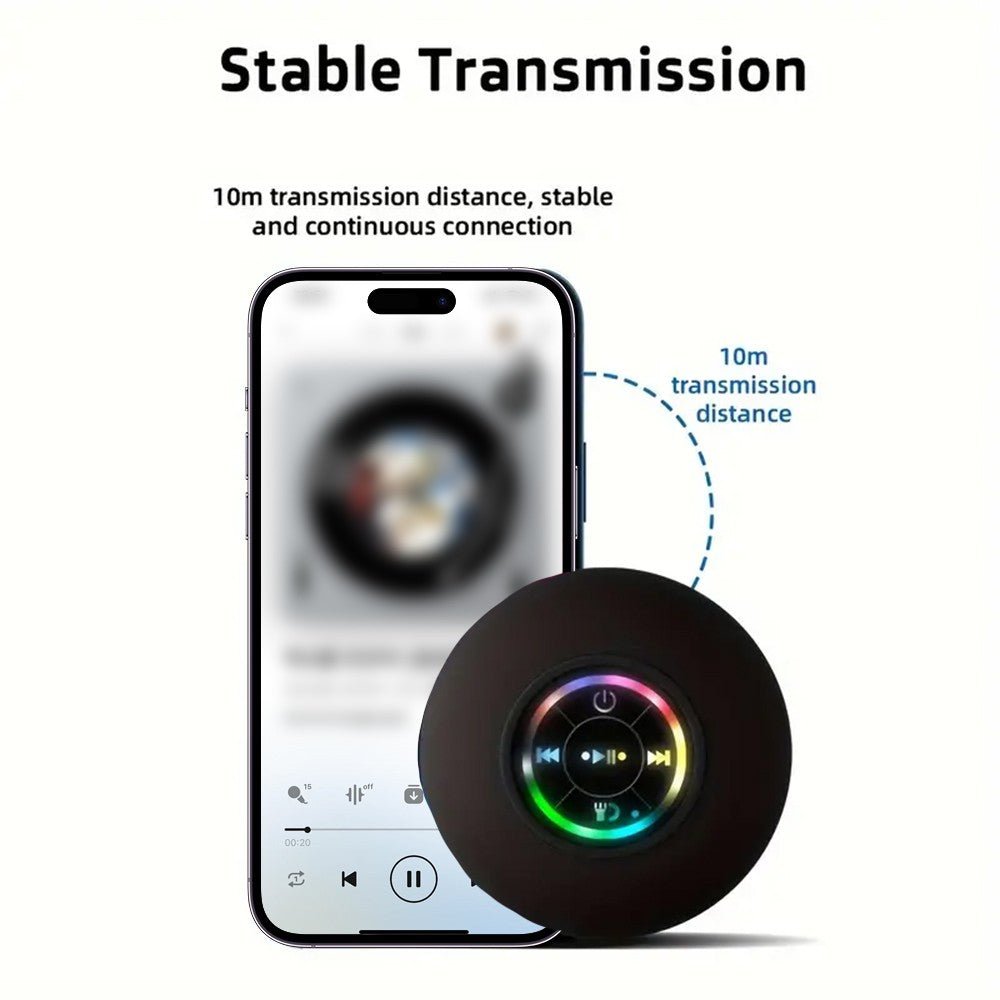 Caixa de Som Bluetooth Sem Fio com Luz LED, IPX4 à Prova d Água com Ventosa. - Shopp Brasil