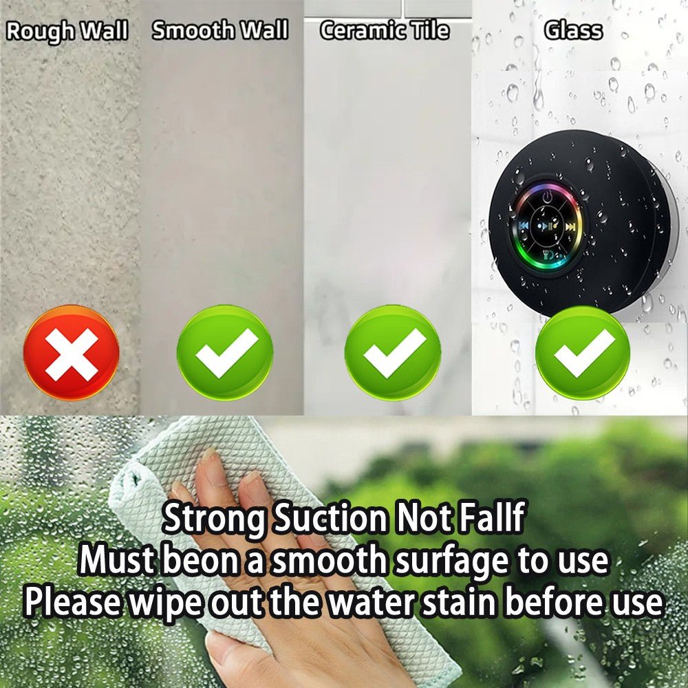 Caixa de Som Bluetooth Sem Fio com Luz LED, IPX4 à Prova d Água com Ventosa. - Shopp Brasil