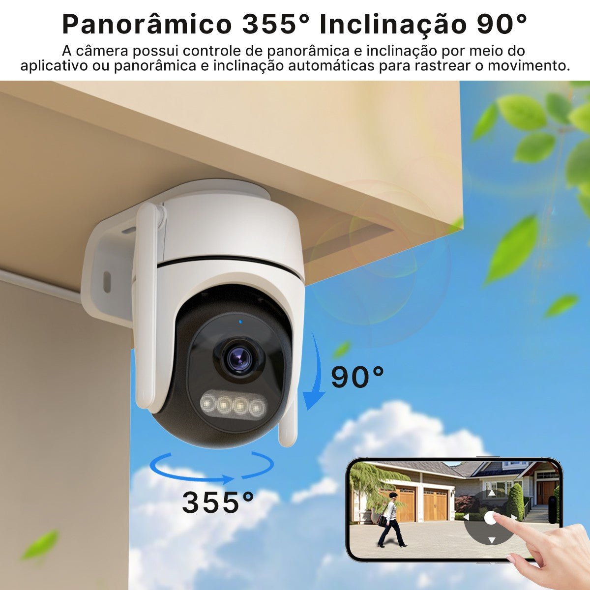 Câmera PTZ WiFi Câmera IP externa Vigilância por vídeo. - Shopp Brasil