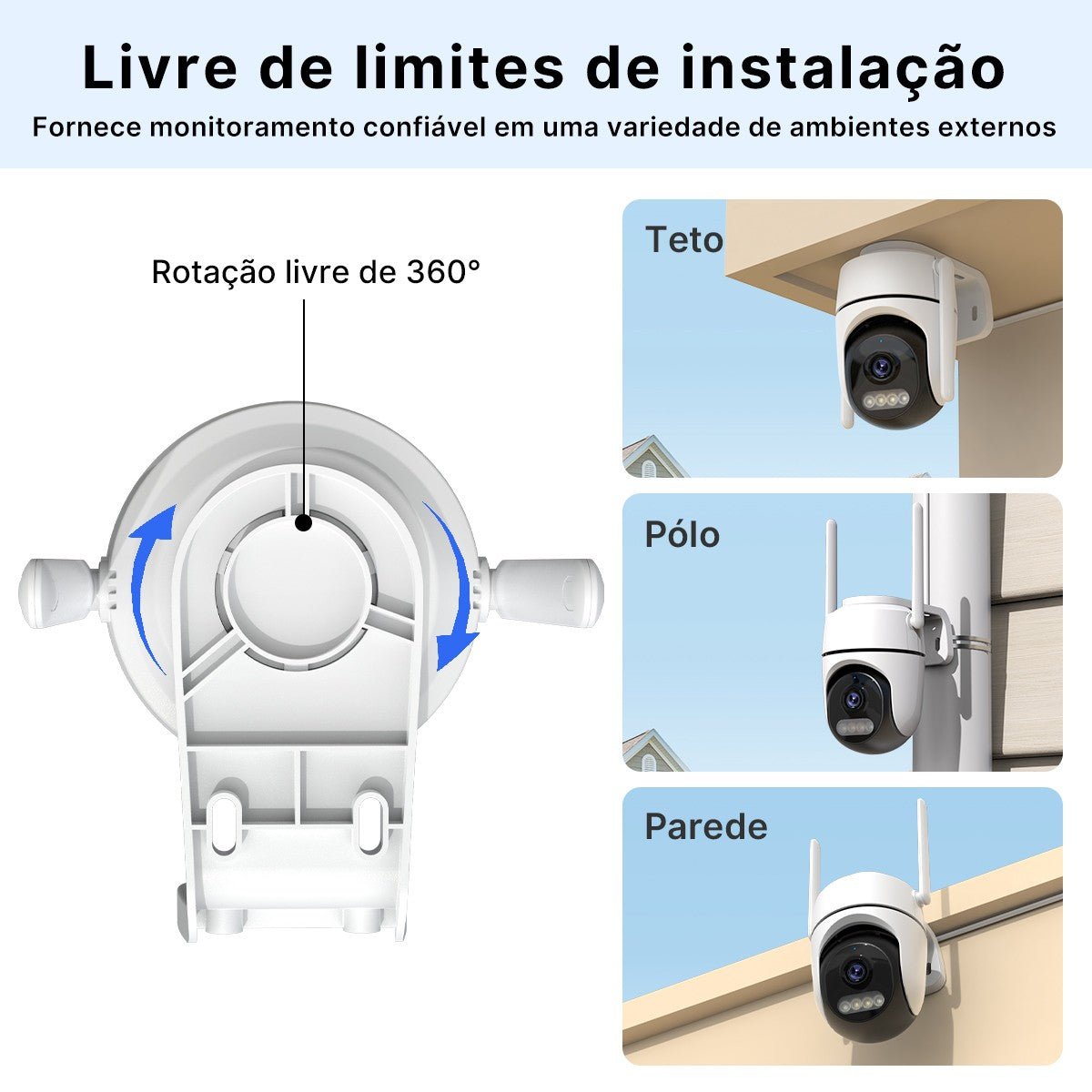 Câmera PTZ WiFi Câmera IP externa Vigilância por vídeo. - Shopp Brasil