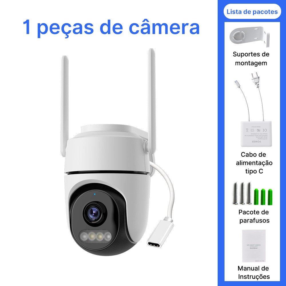 Câmera PTZ WiFi Câmera IP externa Vigilância por vídeo. - Shopp Brasil