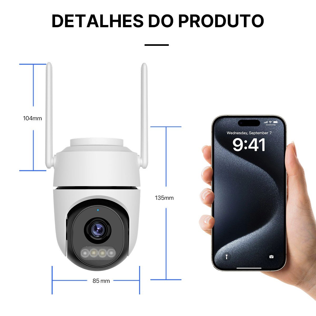 Câmera PTZ WiFi Câmera IP externa Vigilância por vídeo. - Shopp Brasil
