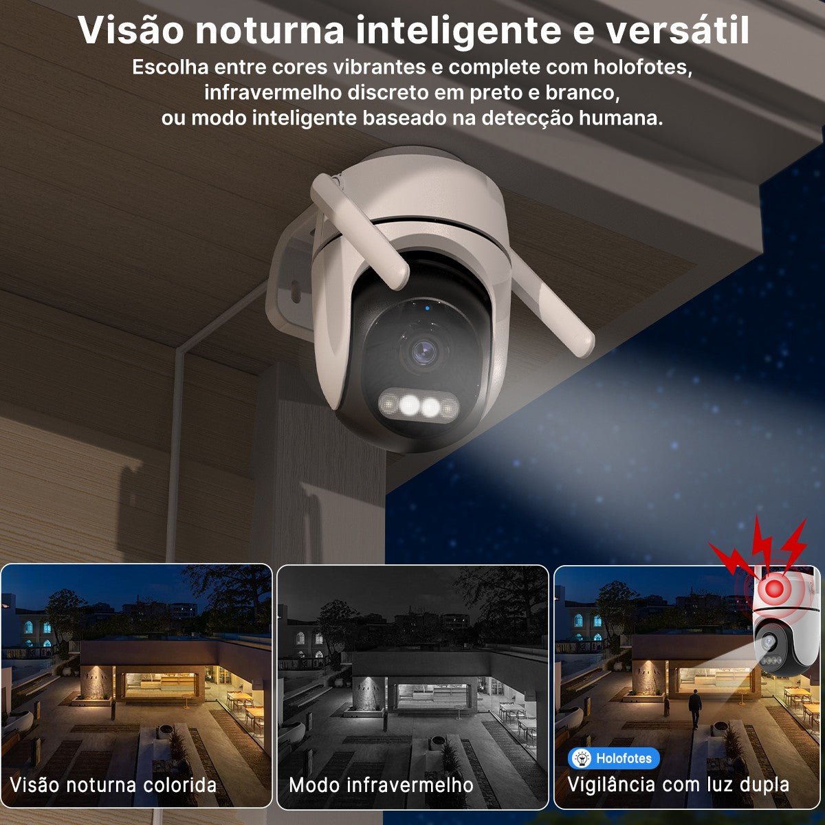 Câmera PTZ WiFi Câmera IP externa Vigilância por vídeo. - Shopp Brasil