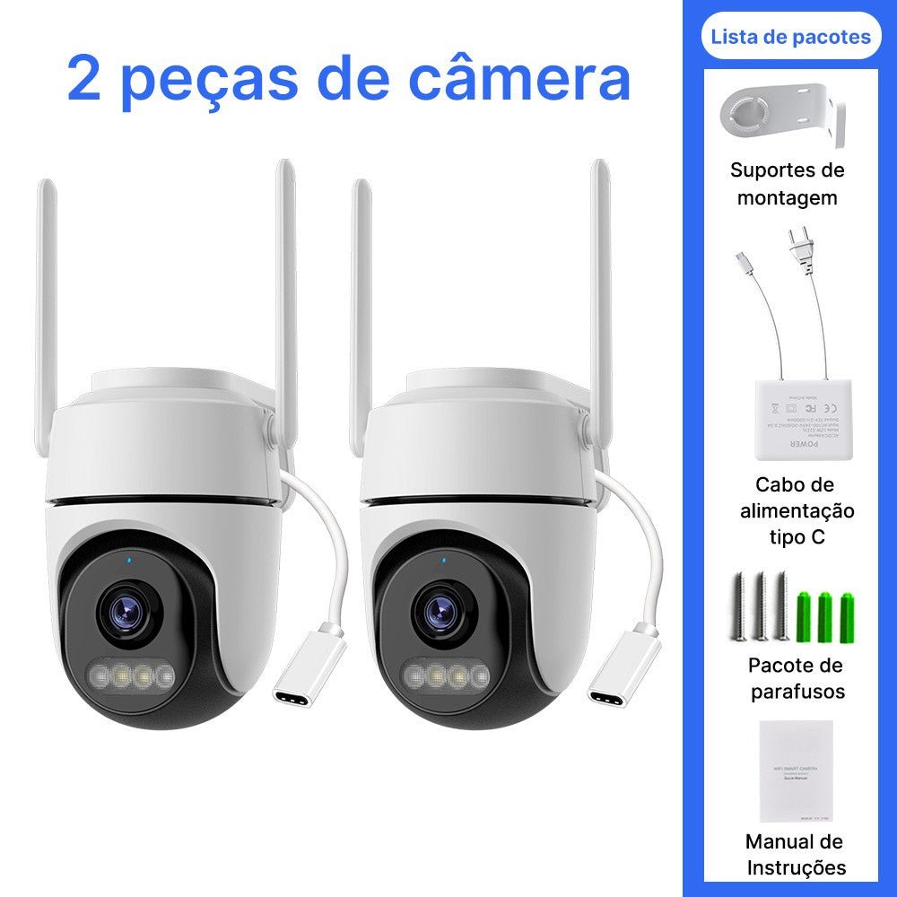 Câmera PTZ WiFi Câmera IP externa Vigilância por vídeo. - Shopp Brasil