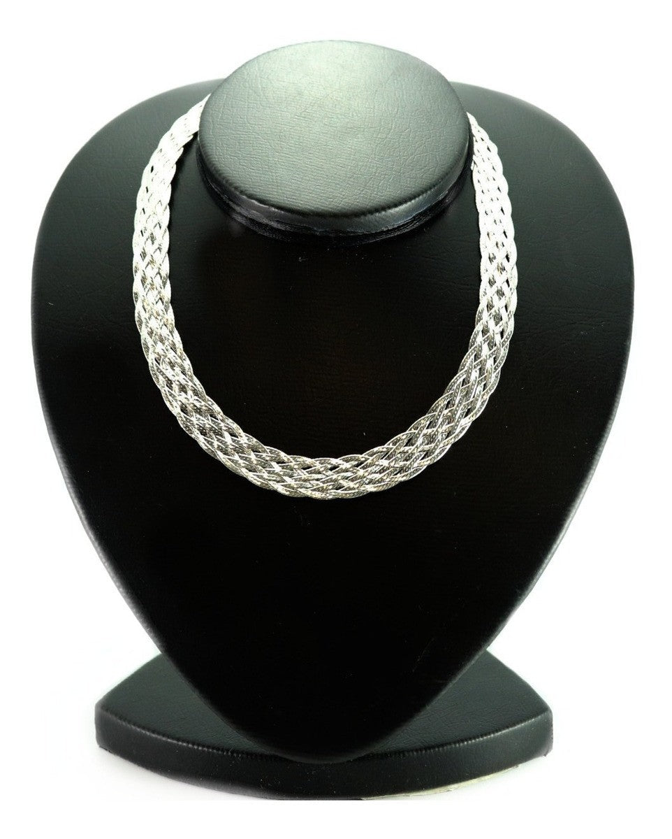 Colar Trançado Feminino, Presente para Dia dos Namorados, Prata Legitima. - Shopp Brasil