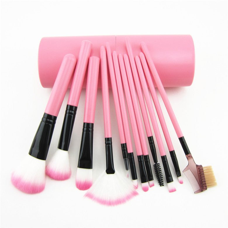 Conjunto de 12 pincéis de maquiagem: blush, sombra, cílios e iluminador. - Shopp Brasil