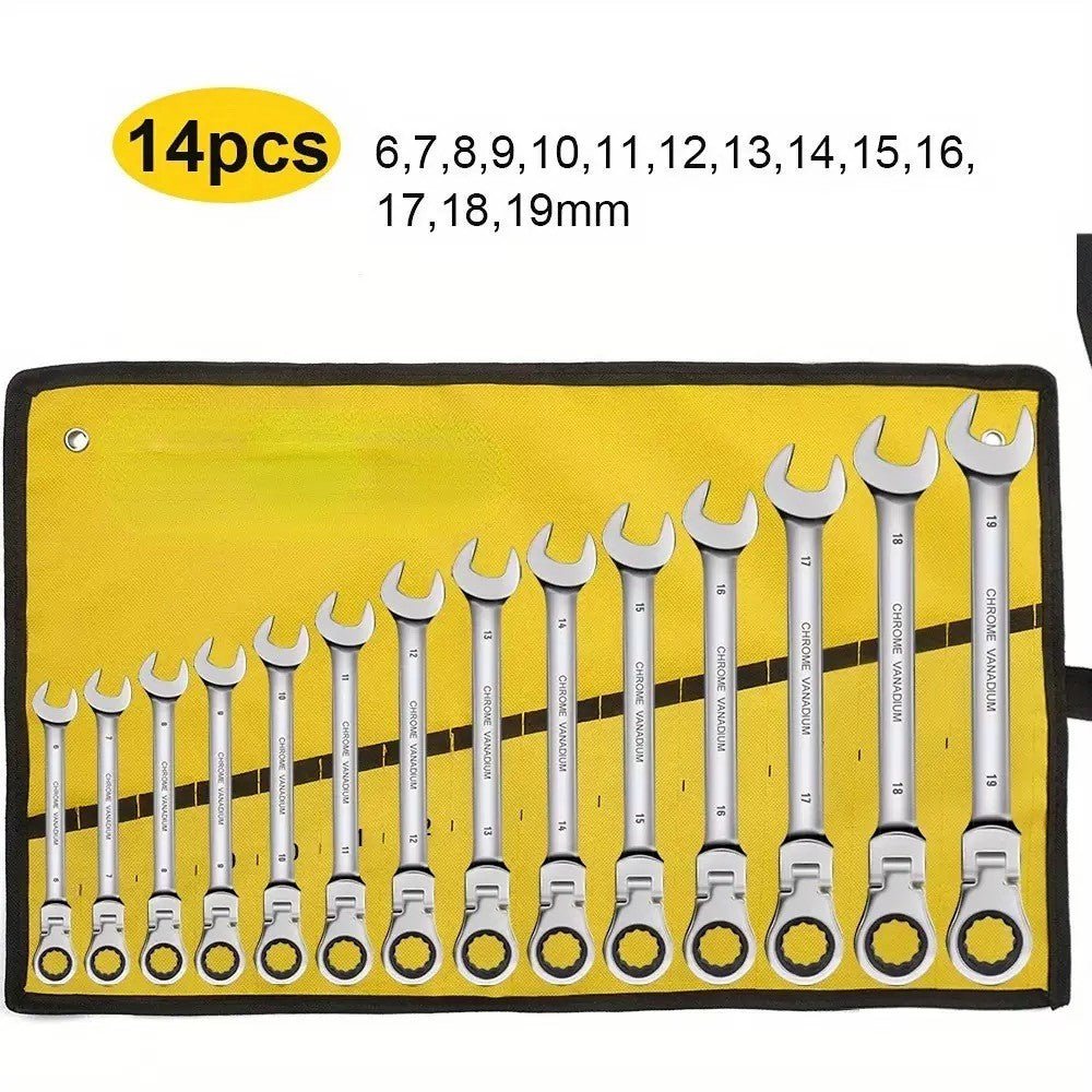 Conjunto de Chaves Combinadas com Catraca, Chave de Boca Articulada. - Shopp Brasil