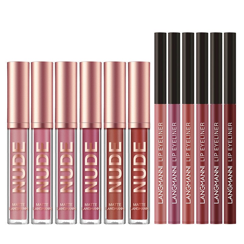 Conjunto de Maquiagem com 12 Peças: Batom e Lápis de Contorno Labial - 6 Batons - Shopp Brasil