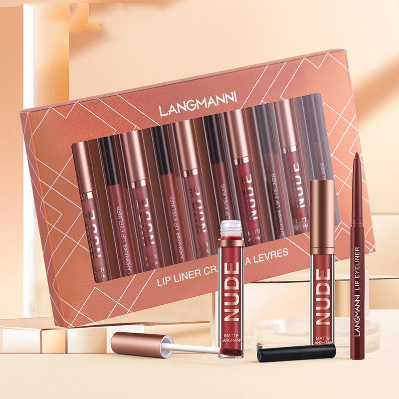 Conjunto de Maquiagem com 12 Peças: Batom e Lápis de Contorno Labial - 6 Batons - Shopp Brasil