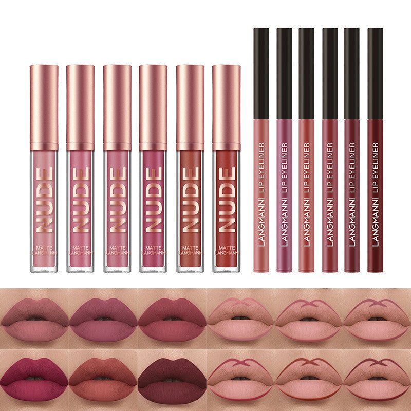 Conjunto de Maquiagem com 12 Peças: Batom e Lápis de Contorno Labial - 6 Batons - Shopp Brasil
