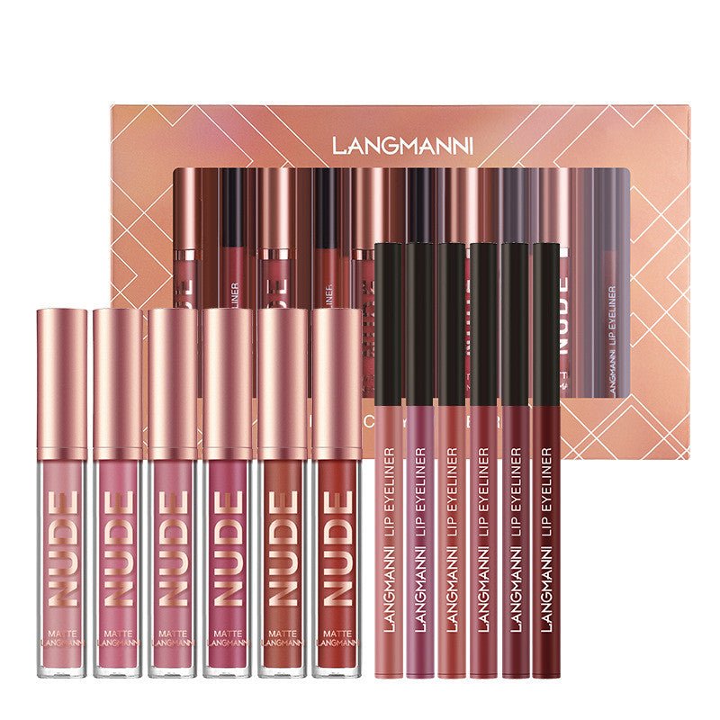Conjunto de Maquiagem com 12 Peças: Batom e Lápis de Contorno Labial - 6 Batons - Shopp Brasil