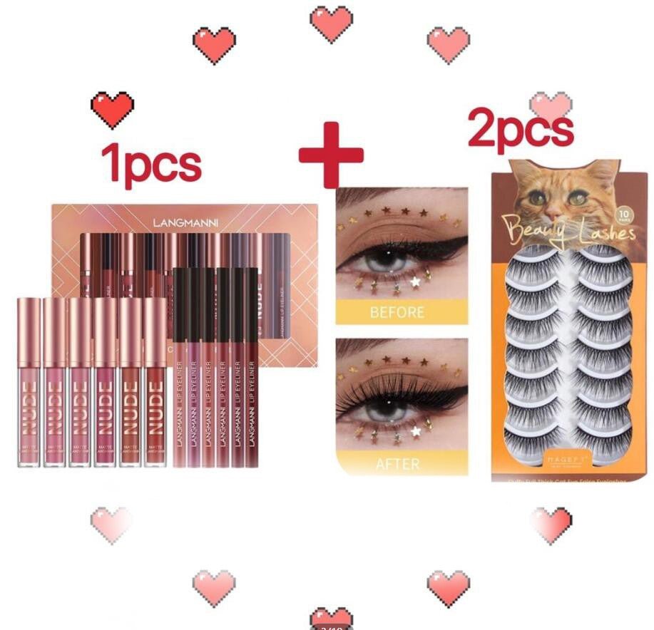 Conjunto de Maquiagem com 12 Peças: Batom e Lápis de Contorno Labial - 6 Batons - Shopp Brasil