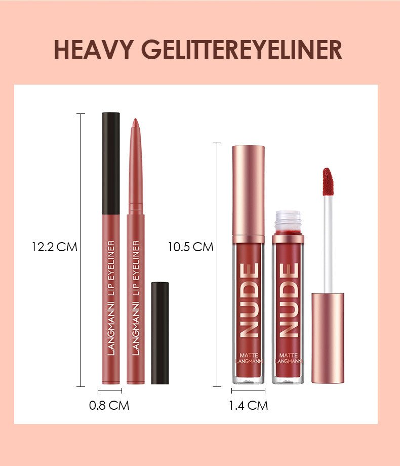 Conjunto de Maquiagem com 12 Peças: Batom e Lápis de Contorno Labial - 6 Batons - Shopp Brasil