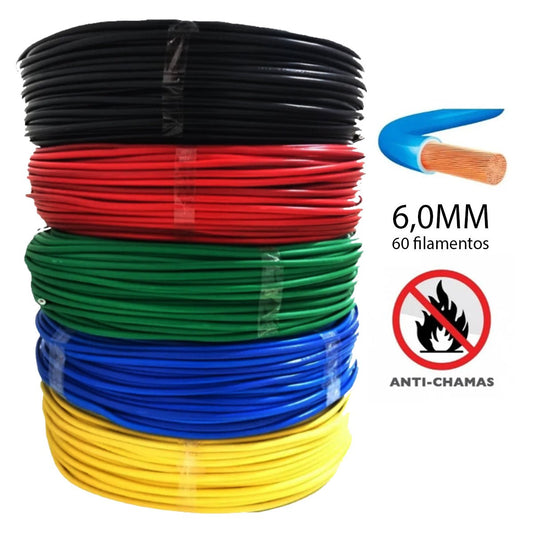 Fio Eletrico Flexivel 6,0mm Com 50 Metros Cabo Elétrico - Shopp Brasil