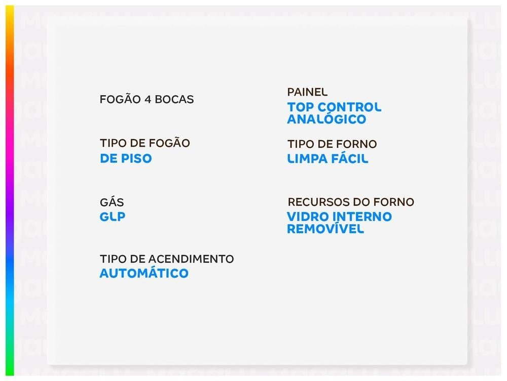 Fogão 4 Bocas Esmaltec Esmaltec Ideal Top T4IAB - Bivolt - Shopp Brasil