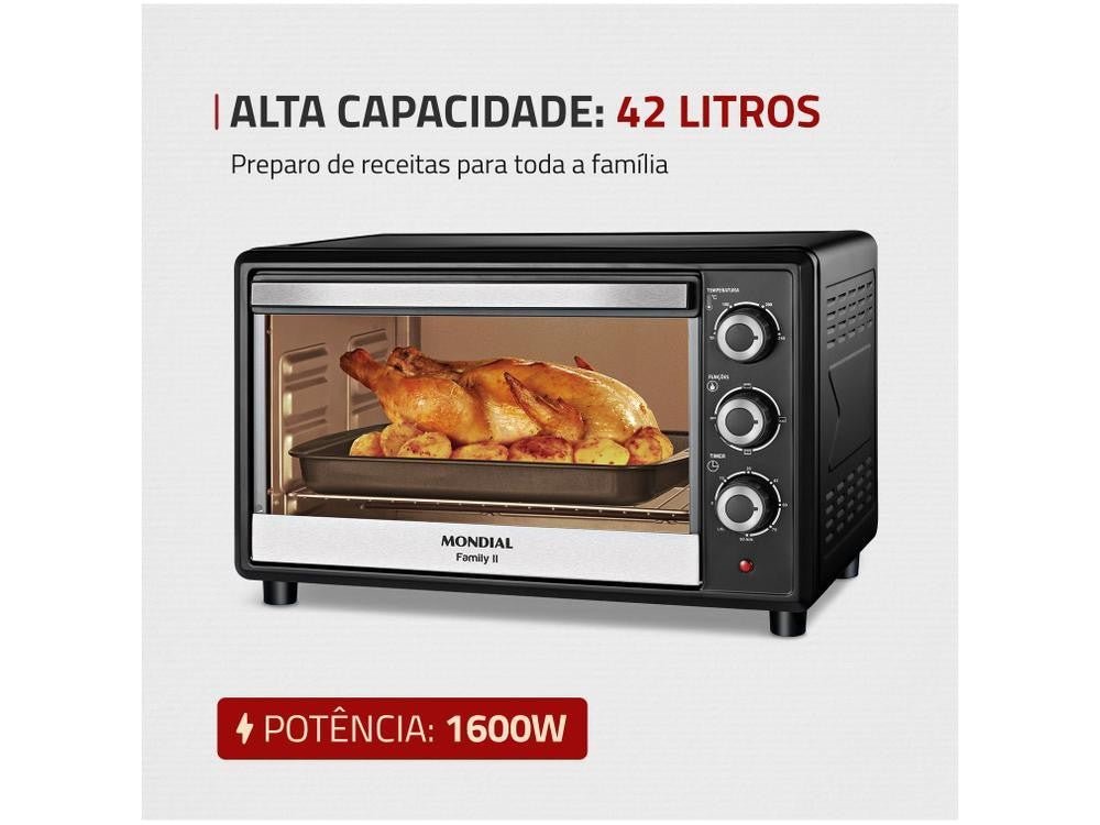 Forno Elétrico de Bancada Mondial com Timer 42L - 220V - Shopp Brasil