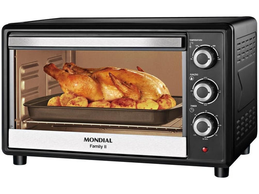 Forno Elétrico de Bancada Mondial Multifuncional 42L Preto e Prata Grand Family - Shopp Brasil
