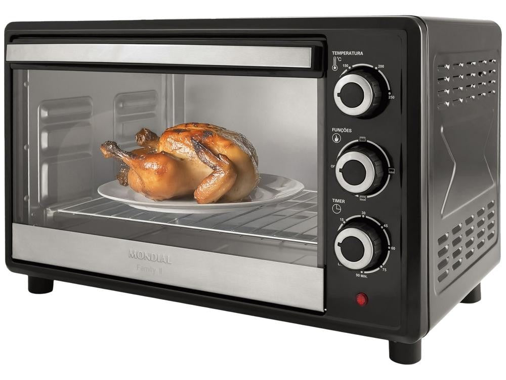 Forno Elétrico de Bancada Mondial Multifuncional 42L Preto e Prata Grand Family - Shopp Brasil