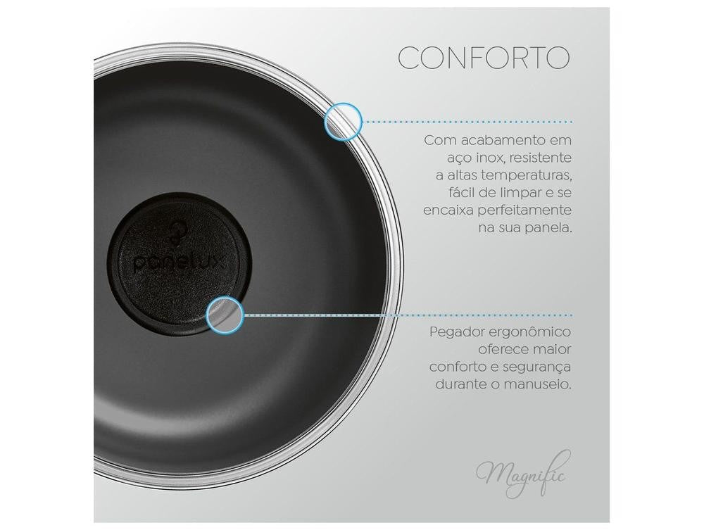 Frigideira Antiaderente Panelux de Alumínio Com Tampa Magnific Grafite 22cm - Shopp Brasil