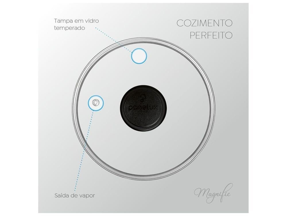Frigideira Antiaderente Panelux de Alumínio Com Tampa Magnific Grafite 22cm - Shopp Brasil