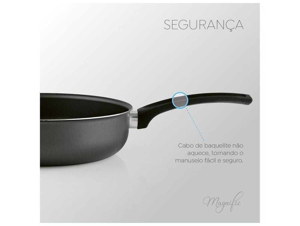 Frigideira Antiaderente Panelux de Alumínio Com Tampa Magnific Grafite 22cm - Shopp Brasil