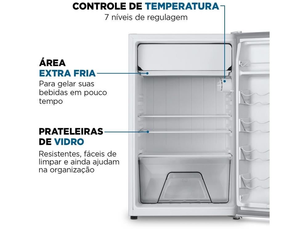 Frigobar Mondial 120L Branco e Cinza com Gaveta FGB - 01 - W120 - 110V - Shopp Brasil