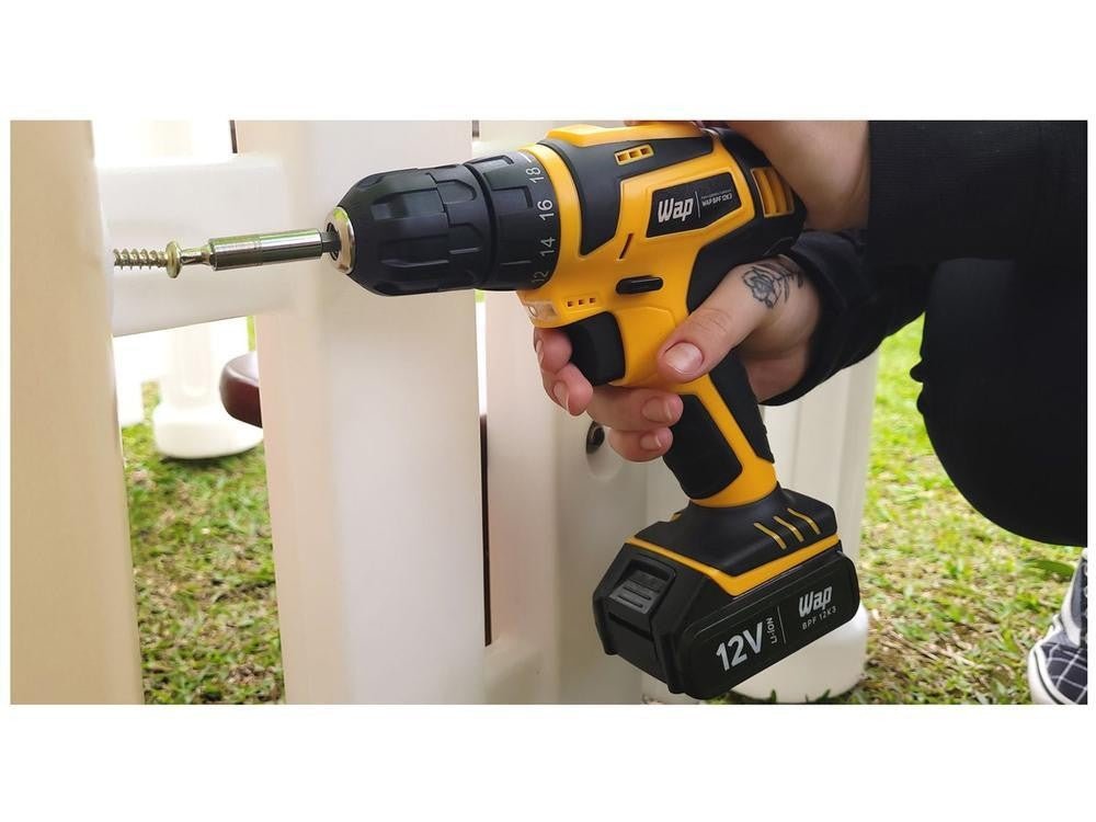 Furadeira e Parafusadeira Wap a Bateria 12V com Maleta 13 Peças BPF 12K3 - Shopp Brasil