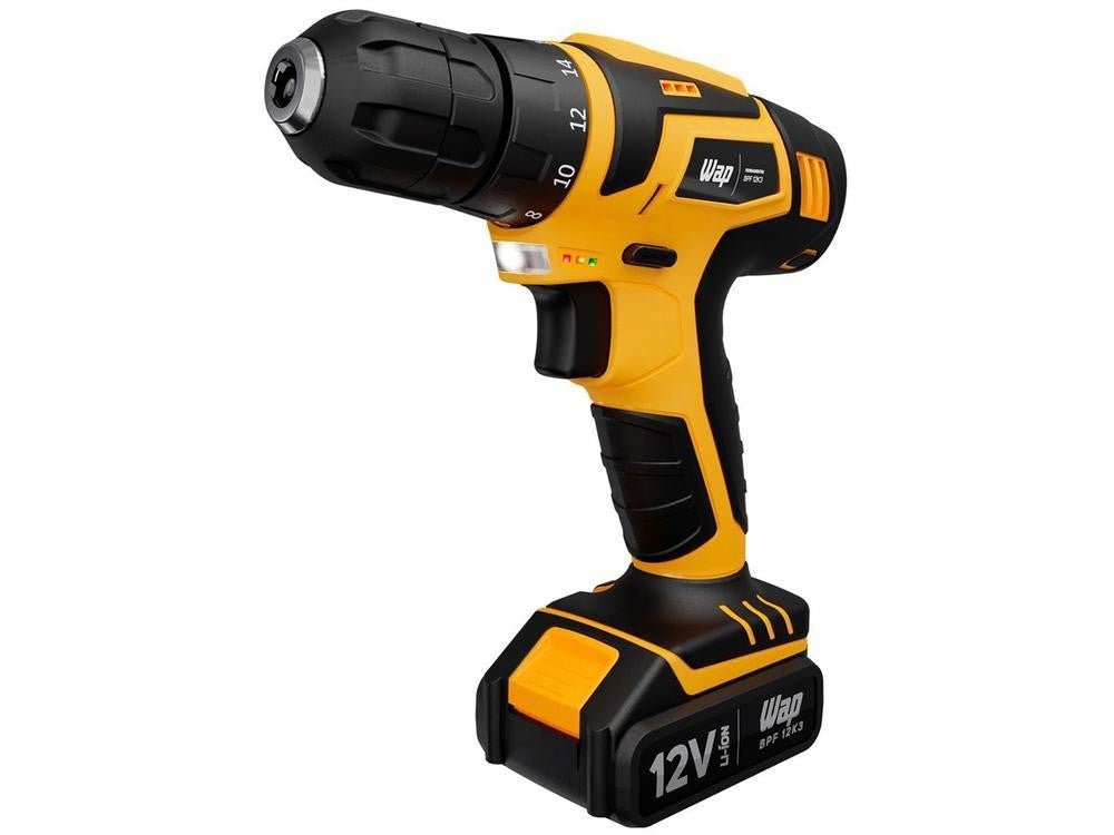 Furadeira e Parafusadeira Wap a Bateria 12V com Maleta 13 Peças BPF 12K3 - Shopp Brasil