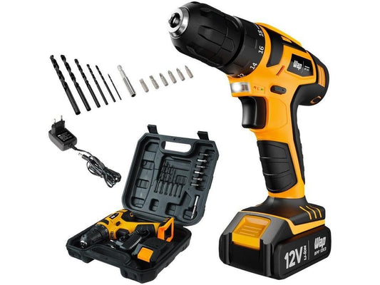 Furadeira e Parafusadeira Wap a Bateria 12V com Maleta 13 Peças BPF 12K3 - Shopp Brasil