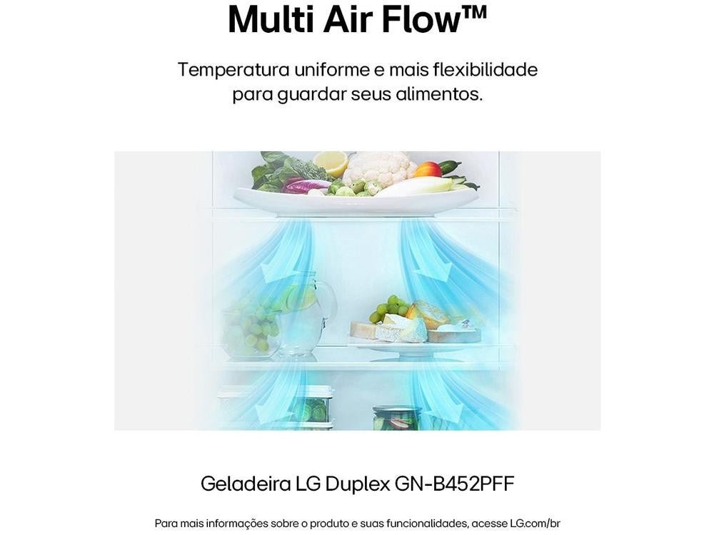 Geladeira/Refrigerador LG Frost Free Inox Duplex 461L GN - B452PFF - 220V - Shopp Brasil