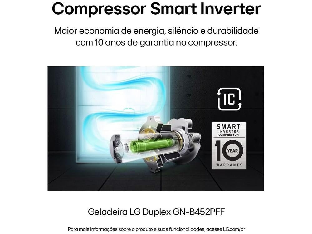 Geladeira/Refrigerador LG Frost Free Inox Duplex 461L GN - B452PFF - 220V - Shopp Brasil