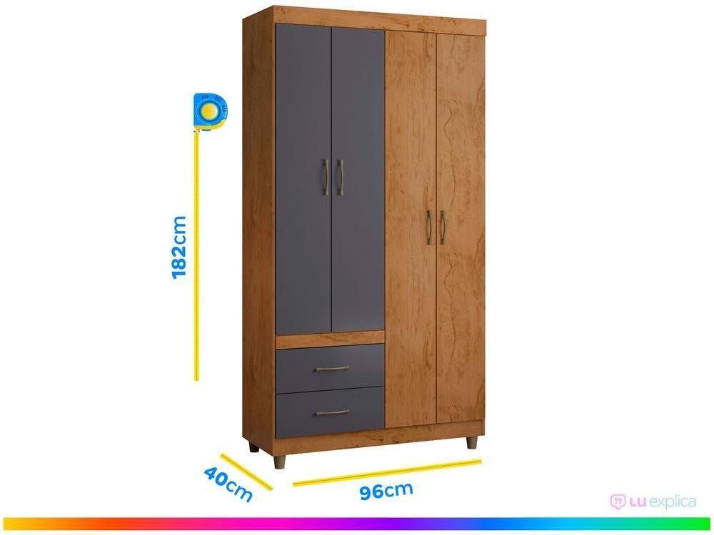 Guarda - roupa Solteiro 4 Portas 2 Gavetas Araplac - Shopp Brasil