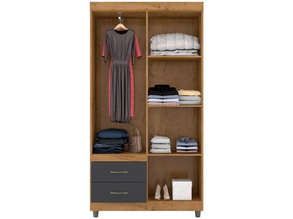Guarda - roupa Solteiro 4 Portas 2 Gavetas Araplac - Shopp Brasil