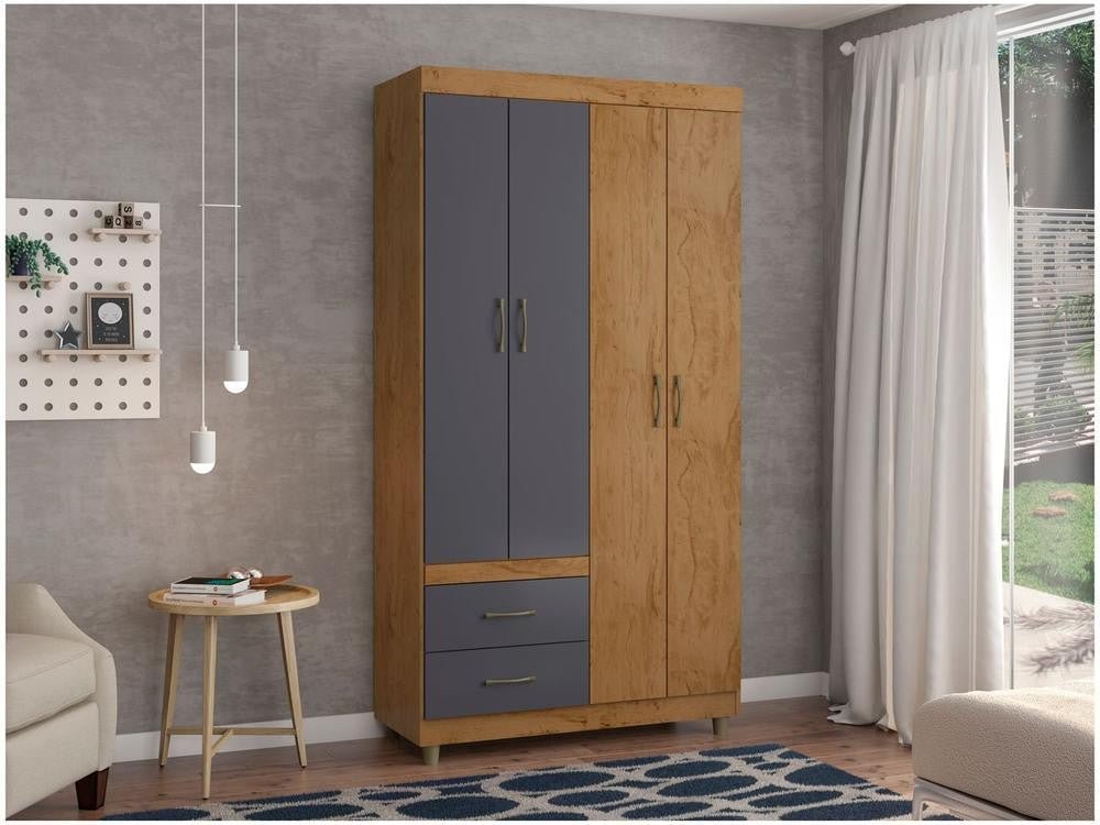 Guarda - roupa Solteiro 4 Portas 2 Gavetas Araplac - Shopp Brasil