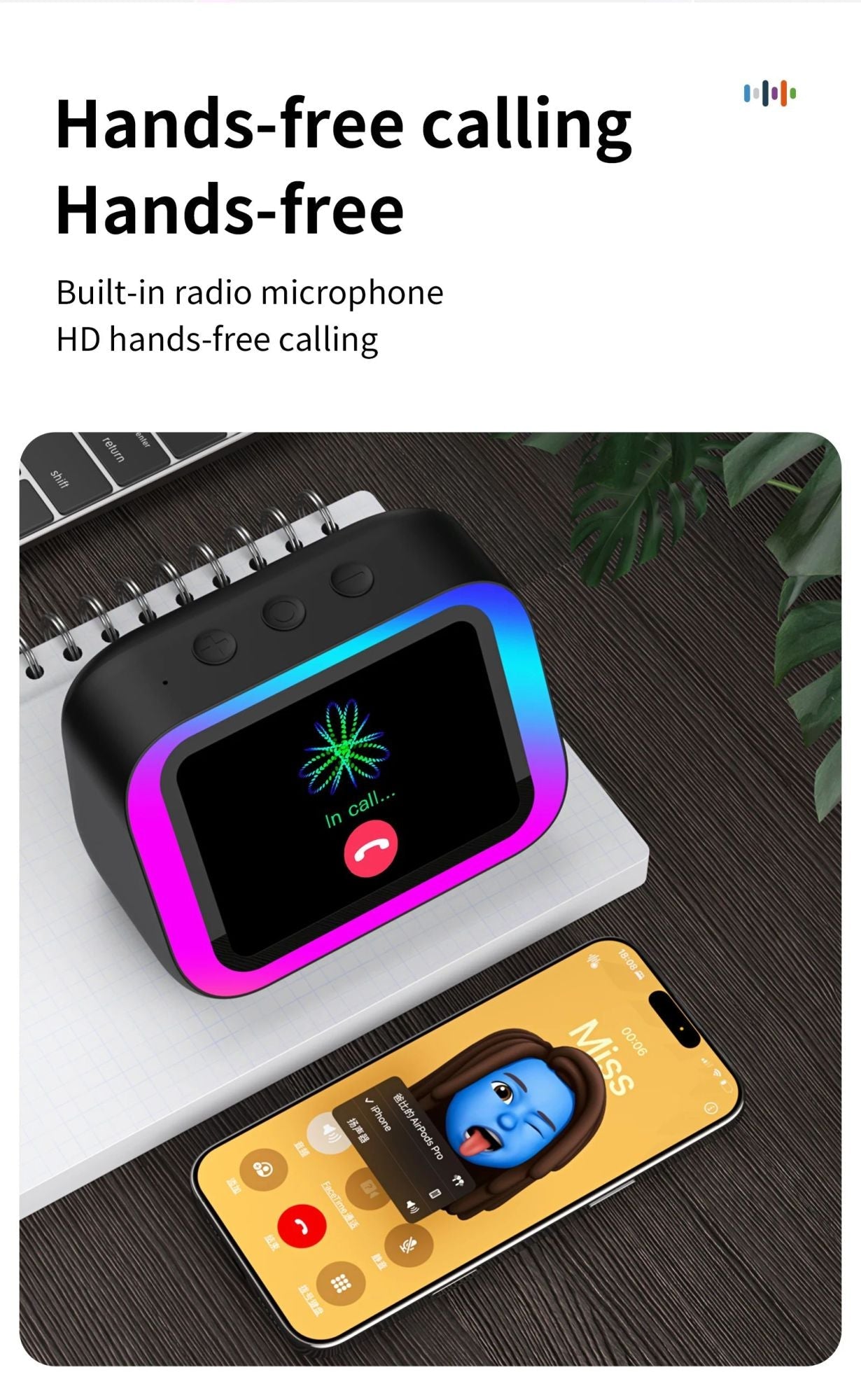 IA inteligente bluetooth 5.4 alto - falante assistente de voz hd touch tela. - Shopp Brasil