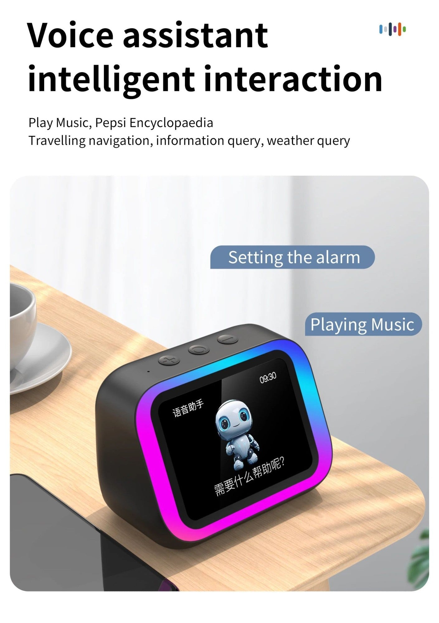 IA inteligente bluetooth 5.4 alto - falante assistente de voz hd touch tela. - Shopp Brasil