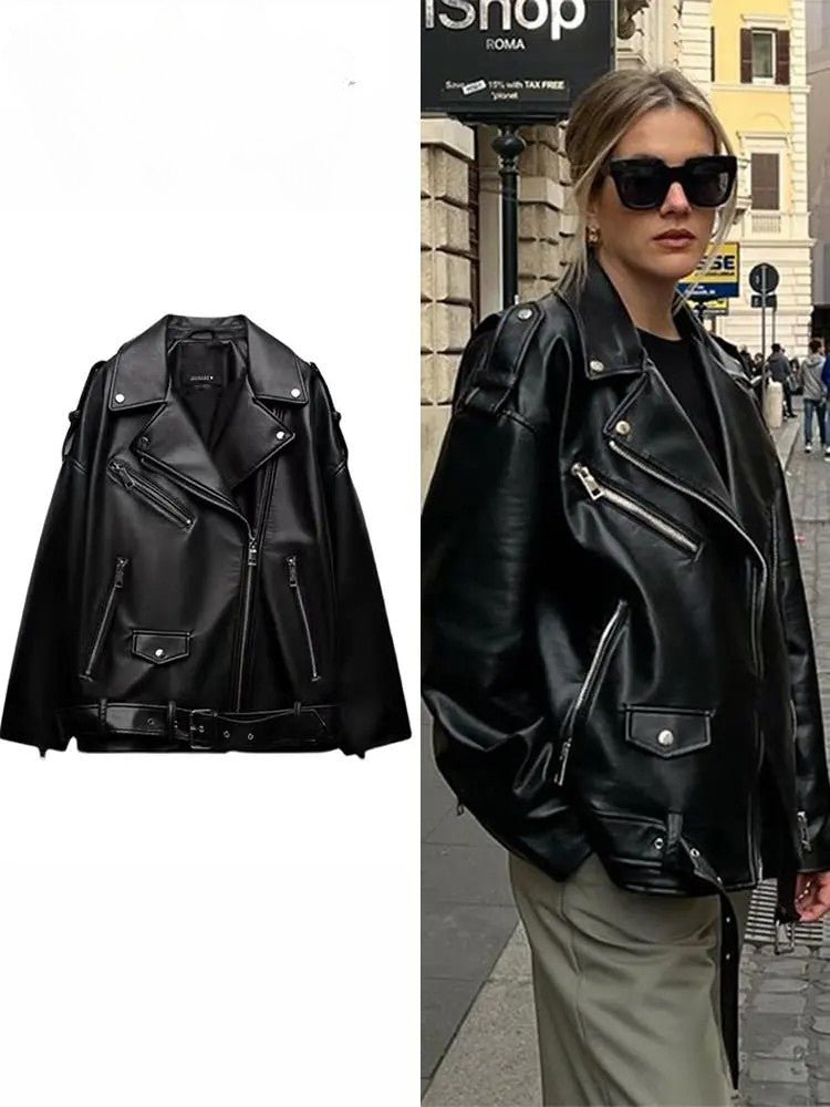 Jaqueta de couro preta feminina - Shopp Brasil