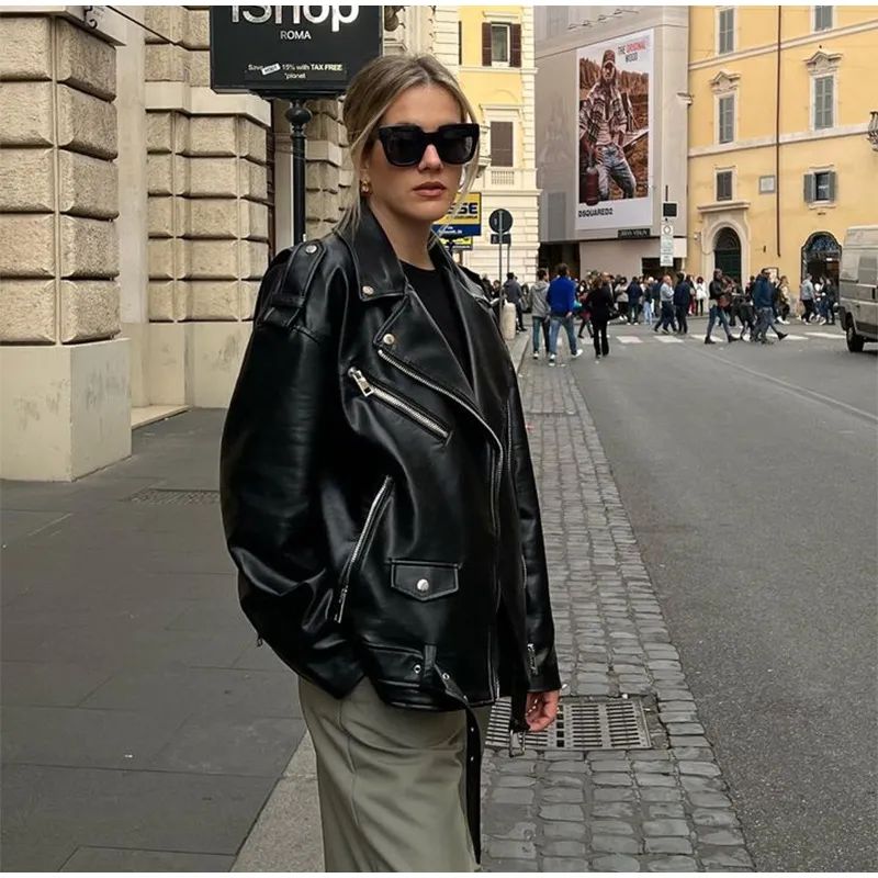 Jaqueta de couro preta feminina - Shopp Brasil