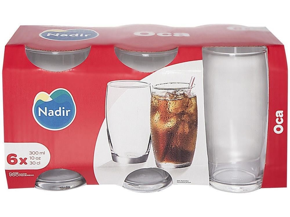 Jogo de Copos de Vidro 300ml 6 Peças Nadir. - Shopp Brasil