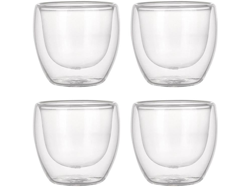 Jogo de Copos de Vidro de Café Parede Dupla 80ml 4 Peças Haus Concept Inspire. - Shopp Brasil
