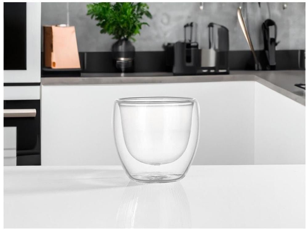 Jogo de Copos de Vidro de Café Parede Dupla 80ml 4 Peças Haus Concept Inspire. - Shopp Brasil