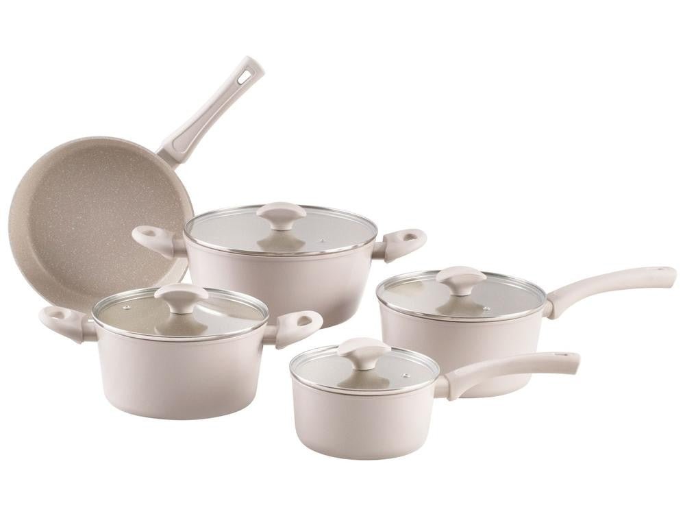 Jogo de Panelas Brinox de Alumínio Creme Mousse 5 Peças Optima - Shopp Brasil